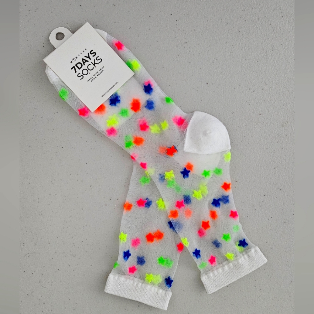 NWT: 7 Day Sheer and Neon Star Socks